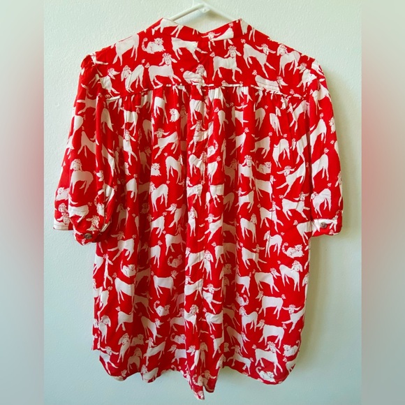 NWT Antropologie Silky Shirt Blouse featuring an Emily Isabella design M - Picture 3 of 4